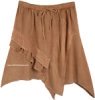 Handkerchief Hem Western Knee Length Skirt in Tan