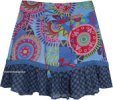 Blue Mandala Floral Printed Short Cotton Skirt in XS to S