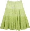 Apple Green Ombre Summer Knee Length Skirt with Tiers