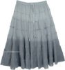 Steel Grey Ombre Knee Length Summer Skirt with Tiers