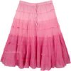 Pink Ombre Knee Length Summer Skirt with Tiers
