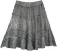 Cloud Grey Knee Length Western Skirt with Elastic Waist
