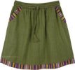 Moss Green Short Skirt in Woven Fabric