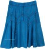 Tantalizing Teal Medieval Styled Rayon Knee Length Skirt