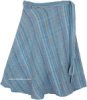 Soothing Blue Heavy Burlap Cotton Wrap Around Skirt