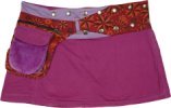 Eggplant Purple Mini Skirt with Floral Fanny Pack Waist