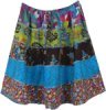 Colorful Prints Summer Revivalist Blue Short Skirt