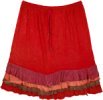 Bright Red Short Skirt with Frilled Hem and Elastic Waist