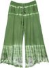 Leaf Green Boho Tie Dye Capri Pants