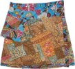 Button Wrap Short Skirt with Floral Patches and Fanny Pack