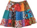 Abstract Floral Full Tiered Cotton Short Skirt