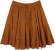 Copper Brown Short Skirt in Wrinkled Cotton