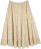 Sweet Cream Beige Tiered Cotton Midi Skirt