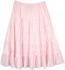 Baby Pink Crinkled Cotton Short Skirt with Tiers