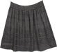 Stonewashed Grey Embroidered Knee Length Western Skirt