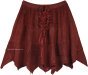 Wine Colored Rodeo Mini Skirt with Tiers and Tie Up Lace