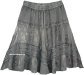 Cloud Grey Knee Length Western Skirt with Elastic Waist