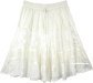 Pearl White Knee Length Western Skirt with Elastic Waist