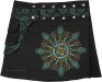 Black and Green A-Line Snap Wrap Short Skirt