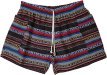 Hippie Tribal Striped Woven Cotton Shorts with Pockets