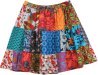 Funky Boho Mini Skirt with Floral Patchwork