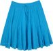 Turquoise Blue Tiered Short Skirt in Wrinkled Cotton