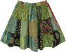 Floral Green Funky Short Cotton Patchwork Skirt