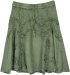Seaweed Green Knee Length Medieval Rayon Skirt