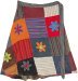 Plus Size Short Wrap Patchwork Skirt with Floral Appliques