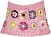 Pink Blossom Crochet Pattern Skirt with Multicolor Circles