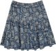 Floral Blue Night Three Tier Cotton Skirt