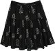 Black Autumn Crinkled Cotton Printed Short Skirt