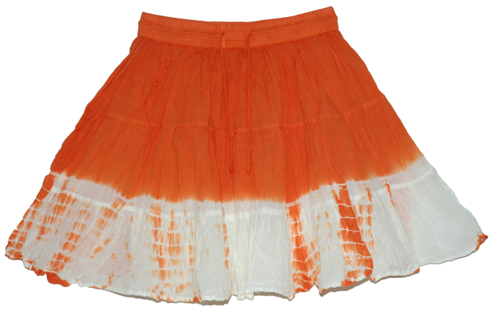 Orange Flame Crinkled Summer Coverup Skirt