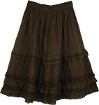 Henna Green Eyelet Frills Short Skirt