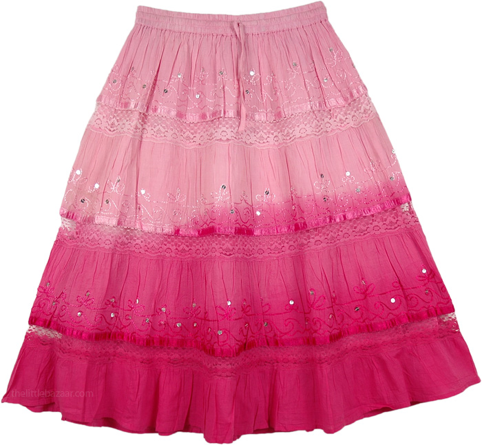 Cabaret Ombre  Cotton Below The Knee Skirt