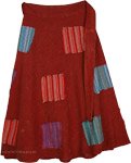 Old Brick Stripes Patchwork Wrapper Skirt