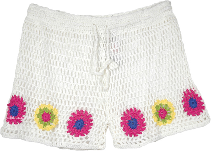 Crochet Boy Shorts in White For Women