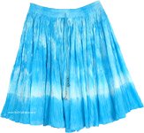 Ocean Waves Gathered Tie Dye Short Hippie Skirt