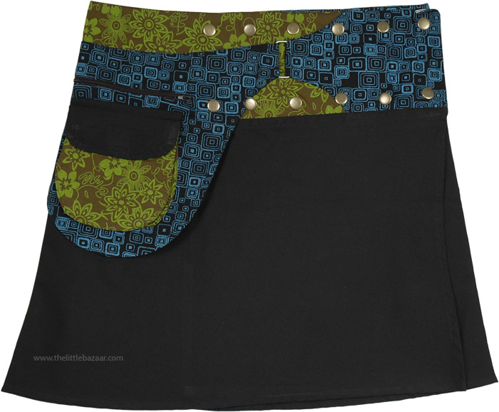Short Snap Wrap-Skirt with Pesto Fanny Pack