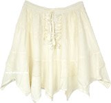 Mini Cowboy Skirt in Off-White Lace-Up