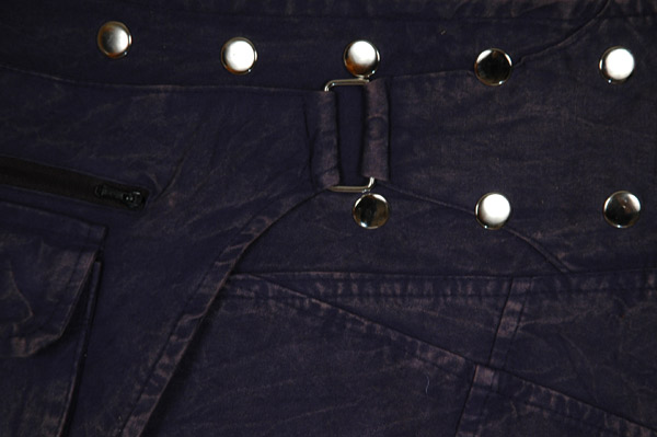 Midnight Navy Patchwork Snap Wrap Mini Skirt