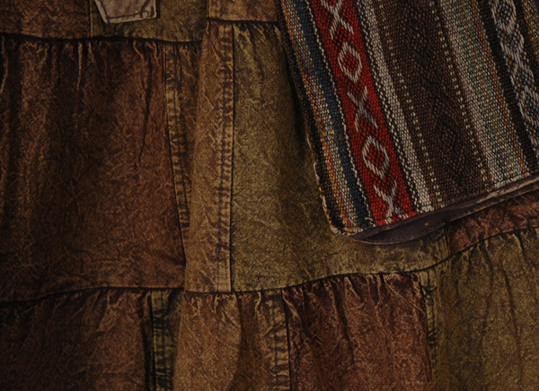 Brown Earth Patchwork Cotton Mini Skirt