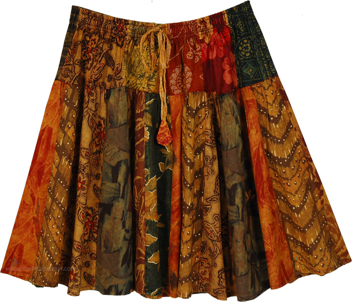 Sundance Patches Flare Knee Length Skirt