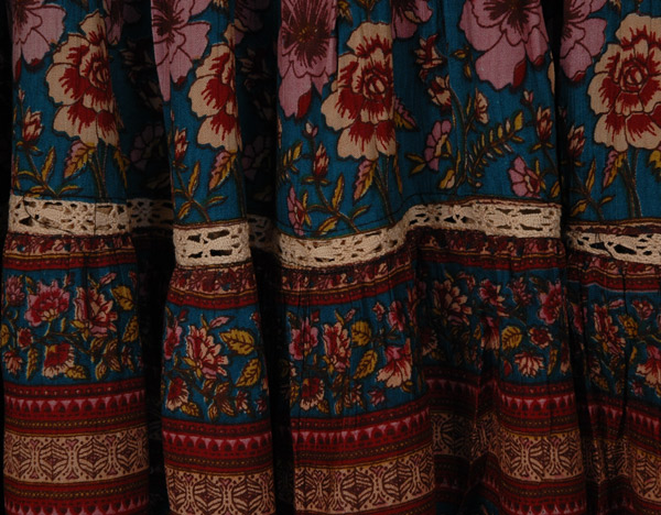 Rosewood Bloom Tiered Boho Midi Skirt