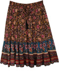 Rosewood Bloom Tiered Boho Midi Skirt