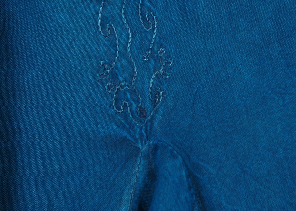 Gored Western Skirt in Teal with Minimalistic Embroidery