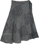 Dove Gray Cotton Patchwork Skirt Wrap Around