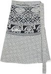 Floral and Elephant Print Bohemian Wrap Around Short Skirt