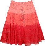 Flamingo Ombre Knee Length Summer Skirt with Tiers