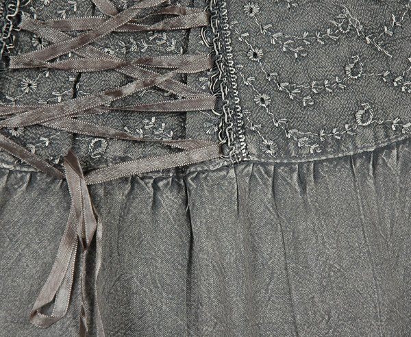 Saddle Up Steel Grey Mini Skirt with Tiers and Tie Up Lace